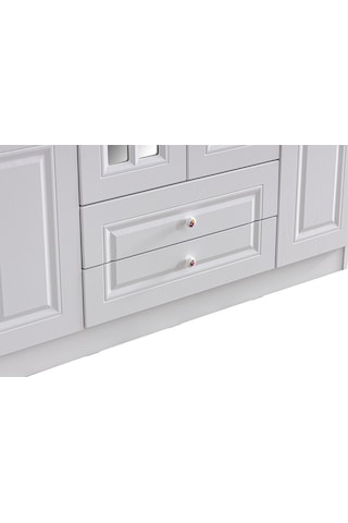 Country West 6 Kapaklı Çekmeceli Aynalı Mdf Dolap - Beyaz