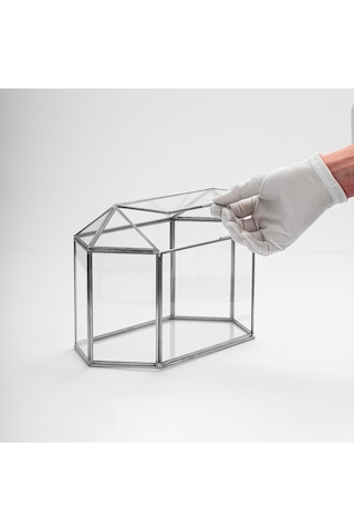 30x15x20cm Gümüş Geometrik Teraryum Cam Fanus Takı Aksesuar Çikolata Kutusu Dekoratif Yapımı