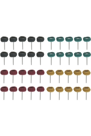 Moveevo 40 Parça Çok Renkli Naylon Cila Tekerleği Seti, 25mm Çap, 3mm Şank