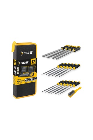 Sgs1355 - 17 Parça Düz Üçgen Yuvarlak Eğe Seti Takımı