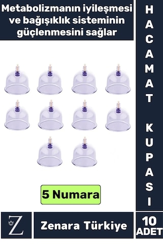 Yüksek Kaliteli Metabolizma Etkili Vakumlu Hacamat Kupası 5 Numara 10 Adet