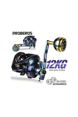 Motion003 Proberos Su Damlası Balık Makarası Sol El 5+1bb Bilyalı Rulman 7.2:1 Dişli Oranı 12kg Çekme Gücü Tatlı Tuzlu Su