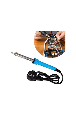 Buffer 40w Plastik Saplı Elektrikli Döner Başlıklı Havya Kalemi Elektrikli Döner Başlı Lehim Kalemi Mavi