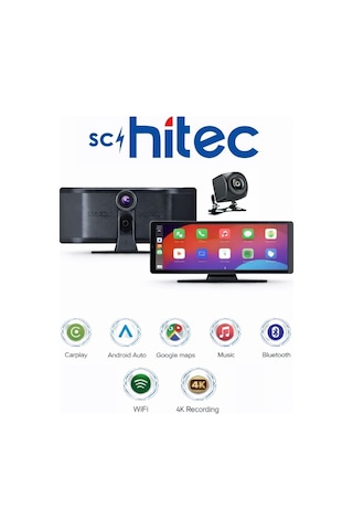Schitec 4k Ultra Araç İçi Akıllı Ekran Ön Ve Arka Kameralı, Kablosuz Carplay Ve Android Auto Destekli 10.26 Yk3507