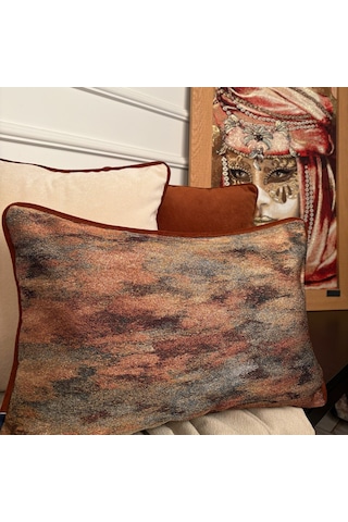 "glow" Dokulu Desenli Kırlent Kılıfı - 30x50 Kiremit - Krem