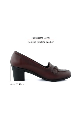 Erkan Saçmacı Elize Bordo Hakiki Dana Derisi Kalın Topuklu Loafer Ayakkabı Bordo