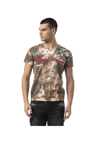 Cipo & Baxx Ct804 Erkek Tişört Baskı Yıkamalı, Regular Fit Brown Kahverengi