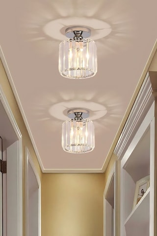 Chiaro Forte Model Krom Renk Kaplama Kristal Taşlı Metal Gövde Luxury Serisi Modern Plafonyer Avize Krom