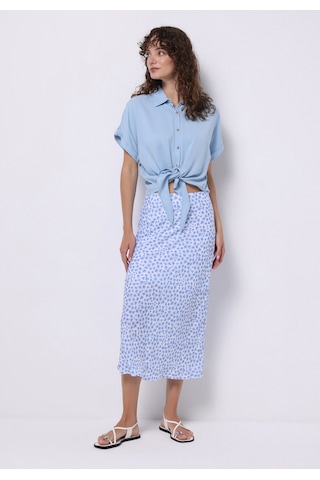 Colins Midi Baskılı Fermuarlı Kadın Mavi Etek Cl1075036 Q1.v1 Ble Mavi