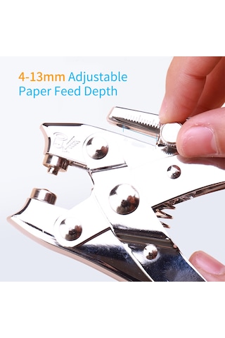 Aubyhe Güç Tasarruflu Metal Delik Açıcı - 30 Sayfa Kapasite, 4-13mm Uyumlu, 5mm Çap, Silver Gümüş