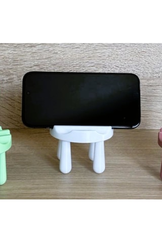Telefon Standı Sandalye Beyaz Mini Sandalye