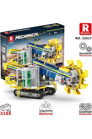 Reobrix Technic 22017 Kepçeli Ekskavatör Kumandalı&motorlu Yapı Blok Seti Building Bucket Wheel Excavator -3188parça