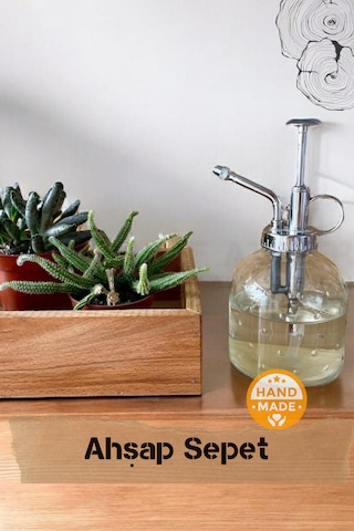 El Yapımı Gürgen Ağacı Ahşap Sepet & Ahşap Kasa 22 X 15 Cm