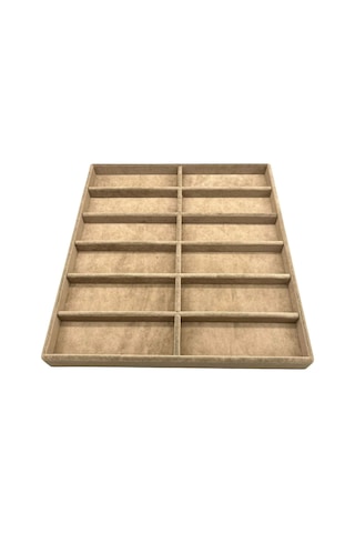 Yerli Üretim Havana Model Süet Kumaş Sütlü Kahve Renk 38cm /36 Cm Gözlük Sergileme Çekmece Içi Stand Çok Renkli