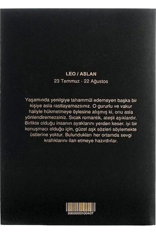 Aslan Burcu Yıldız Haritası Siyah Defter