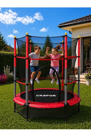 CKSpor 140 Cm 55 İnç Tam Boy Koruma Fileli Çocuk Trambolini Güvenlik Fileli Trambolin 140 x 160 CM