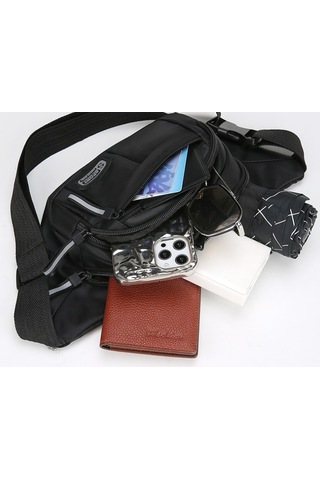 Black Erkek Büyük Kapasiteli Spor Bel Paketi Taşınabilir Anti Siyah