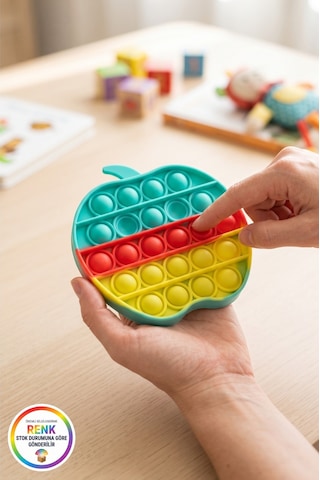 Elma Pop It Çocuk Fidget Kabartmalı Silikon Duyusal Gelişim Stres Oyuncağı 12x11,5 Cm