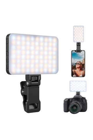 Fototek Led 120 Mini Klipsli Foto Kamera Işığı Cep Telefonu Led Işık Selfie Işık Şarj Edilebilir