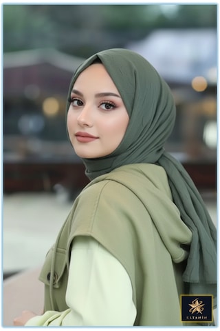 Bambu Kraş Şal Tesettür Giyim, Yüksek Kalite, Hafif, Rahat, Şık, Premium, Lux, Shawl, Scarf Haki