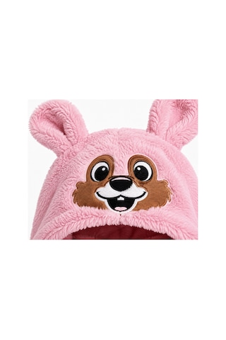 Chicsy Baby Tatlı Kız Bebek Welsoft Tulum Hayvan Yüzü Nakışlı Kulaklı Kapüşonlu Fermuarlı Peluş Kışlık Bebek Tulumu Gül Kurusu