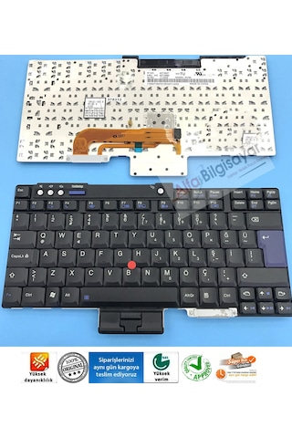 Alfabilgisayar Ibm Lenovo Uyumlu Thinkpad T400, T500 Klavye Tuş Takımı Siyah Renk Q-Tür