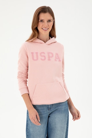 U.S. Polo Assn. Kadın Toz Pembe Basic Kapüşonlu Sweatshirt 50296931-VR050