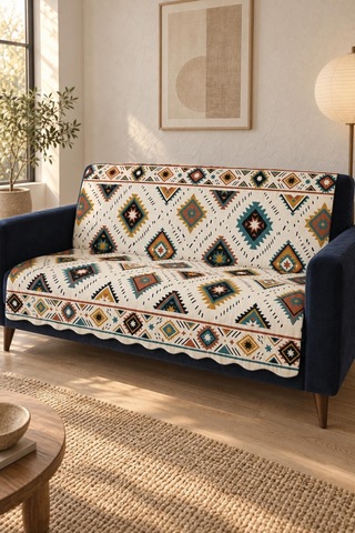 Çok Amaçlı Kadife Koltuk Örtüsü Kaymaz Süngerli 165x215 Cm Modern Bohem Çekyat Şalı Piknik Masa Örtüsü Alk13 Bej