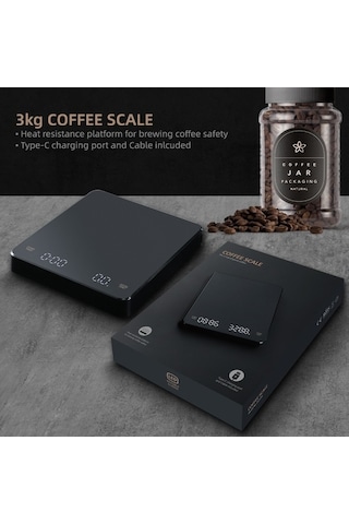 Dancemonkey Yüksek Hassasiyetli Dijital Zamanlayıcı Mutfak Tartısı 3kg-0.1g, Hızlı Okuma Modu Siyah