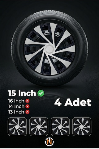 Ford Connect 15 İnç Jant Kapağı Takım Siyah Gri C123