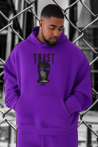 Benroma Trust Baskılı Büyük Beden Sweatshırt Mor