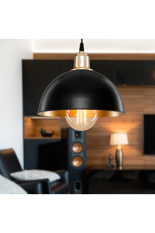 Haus Yarım Küre Siyah İçi Gold Abs Altın Kuka Süslü Sarkıt Mutfak Salon Avize Kafe Kuaför Aydınlatma Beyaz
