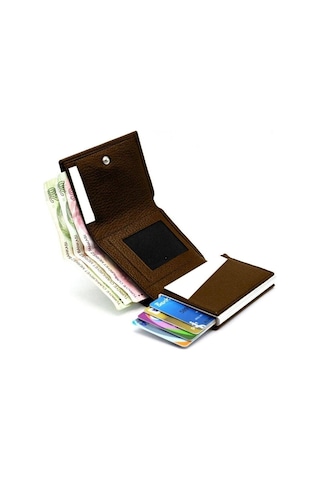 Aquablue Rfid Korumalı Otomatik Mekanizmalı Para Bölmeli Erkek Cüzdan & Kartlık