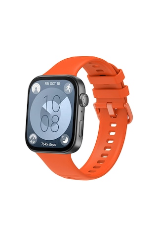 Huawei Watch Fit 3 Band Serisi Klasik Kordon Silikon Strap Kayış-turuncu