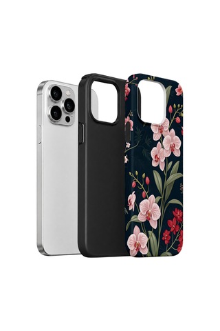 Velvoria Valestra Gece Orkide Apple iPhone Uyumlu 15 Pro Darbe Korumalı Kılıf Valestra Select - Gece Orkide