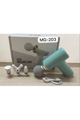 Masaj Tabancası Darbeli Titreşimli 4 Başlıklı Profesyonel Şarjlı Mini Masaj Aleti 4741 Açık Mavi