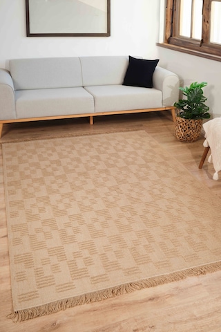 Natura 6664 %100 Doğal Jüt Kilim Bej Renkli Yumuşak Dokulu Şık Tasarımlı Kilim Modern Dokuma Kilim Bej