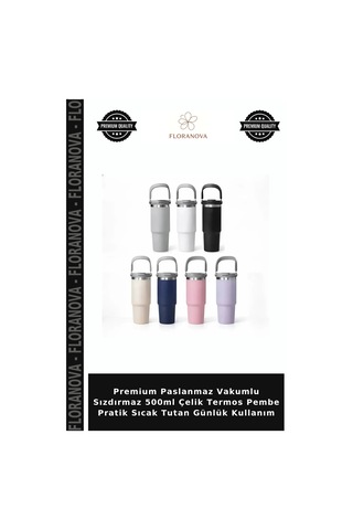 Premium Paslanmaz Vakumlu Sızdırmaz 500ml Çelik Termos Pembe Pratik Sıcak Tutan Günlük Kullanım