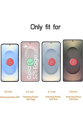 Samsung Galaxy Uyumlu S25 Edge Kılıf Şeffaf Silikon + Ekran Koruyucu Cam