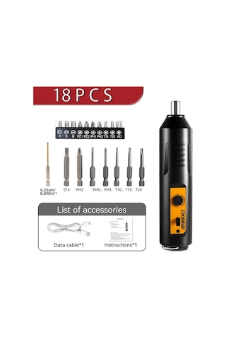 Motion003 18 Parça Mini Kablosuz Elektrikli Vidalı Set Lityum Bataryalı Usb Şarj Edilebilir 2 Hız Geri Vites Mobilya Aletler Oyuncak Tamiri