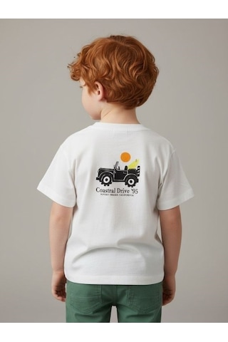 Zekids Erkek Bebek Araba Baskılı Tasarım T-shirt-17197 Çok Renkli
