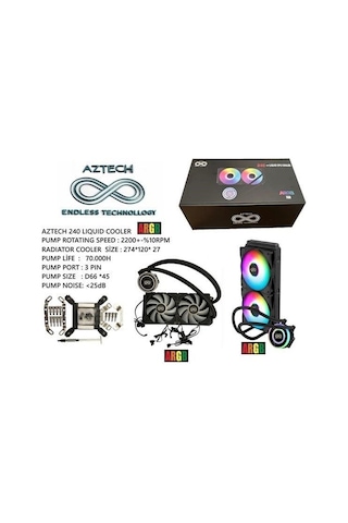 Aztech 240mm Lıquıd Coolıng Az240-1b Argb Sıvı Soğutmalı Am5-1851p İşlemci Fanı 31351122