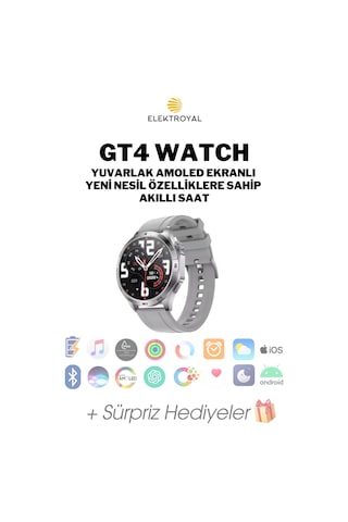 Wearfitpro Gt4 Watch Yuvarlak Amoled Ekran Yeni Nesil Özelliklere Sahip Akıllı Saat Gümüş