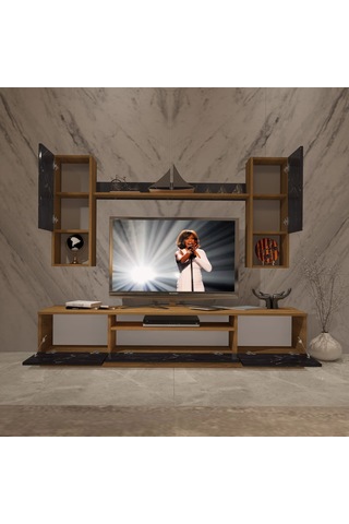 Decoraktiv Trio 5das Mdf Tv Ünitesi Tv Sehpası Pera - Siyah Mermer
