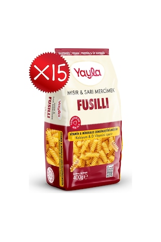 Yayla Mısır Ve Sarı Mercimek Fusilli Makarna 400 G X15