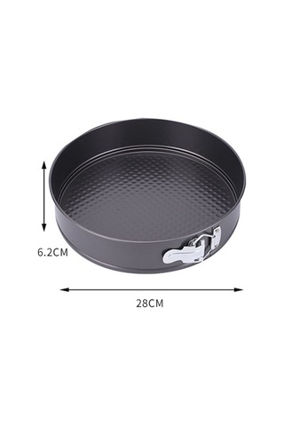 Vkemall 28 Cm Çaplı Dairesel Karbon Çelik Pasta Kalıbı - Çıkarılabilir Tabanlı, Anti-yapışkan Kaplama, Ev Fırınlama Ve Müsli Pasta Yapımı İçin Siyah Gri