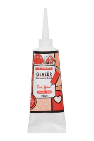 Glazür Tüp Kırmızı 100 G Pasta, Kurabiye Ve Tatlılar İçin Kırmızı Süsleme Glazürü