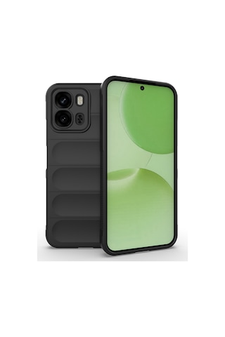 Vendas Oppo A6t Kılıf Esnek Tpu Oyuklu Arka Yüzey Tasarımlı Zore Etnik Silikon Kapak Siyah