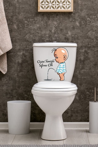 Çişini Temizle Sifonu Çek Temalı Klozet Sticker