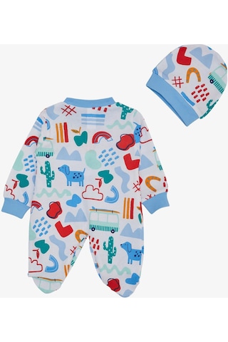 Breeze Erkek Bebek Patikli Tulum Desenli Köpekçik Baskılı 0-6 Ay, Beyaz-beyaz Beyaz